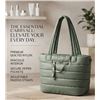 Image 1 : Green Puffer Tote Bag with Removable Strap