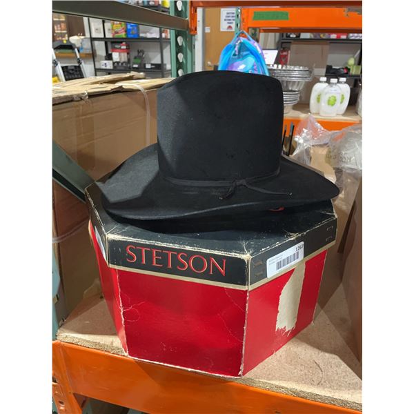 Stetson Black Felt Cowboy Hat Size 6 3/4 With Box