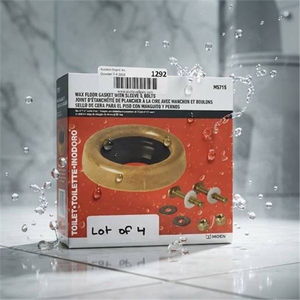 Moen Toilet Wax Floor Gasket With Bolts, 4-Pack