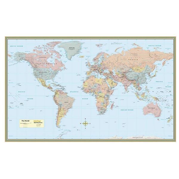 LOT OF 3 - World Map Poster (32 x 50 inches) - Laminated: - a QuickStudy Reference