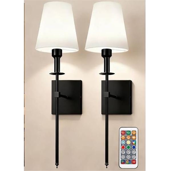DOREShop Battery Wall Sconces, Black, Pair