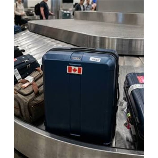 Samsonite Blue Hard Shell Luggage with Stickers
