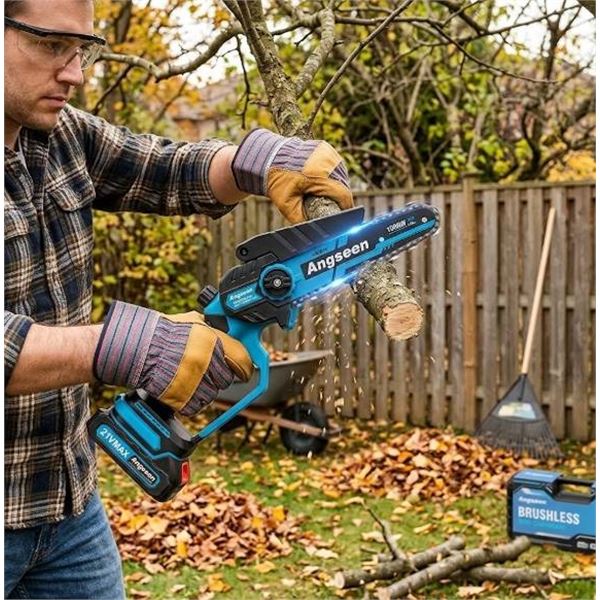 ANGSEEN Brushless 1000W Mini Chainsaw 21V, 6 Inch