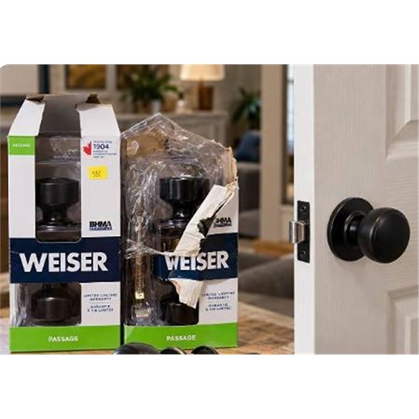 Weiser Passage Door Knob Sets, Bronze, 2 Pack