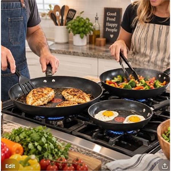 T-fal Nonstick Fry Pan Set of 3 Black