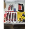Image 2 : Hand Tool Lot: Utility Knives, Tape, Hacksaw
