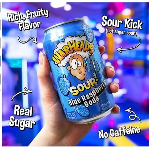 Warheads Blue Raspberry Soda 12 x 355ml Cans