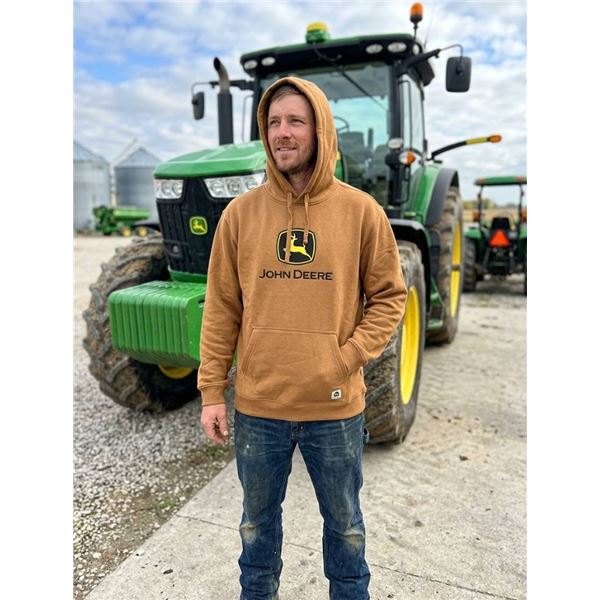 John Deere Brown Logo Hoodie Size Large