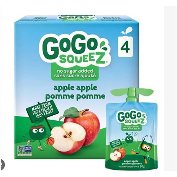 Lot of 4- GoGo squeeZ Apple Sauce 4x90g Boxes