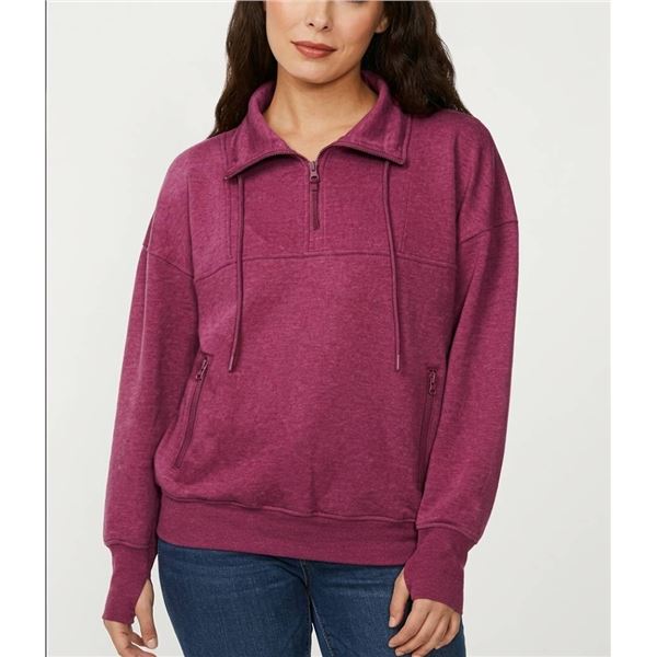 Buffalo David Bitton Pink Quarter-Zip Sweatshirt S