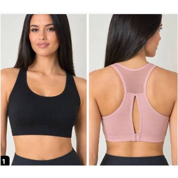 2 Pack Mondetta Mesh Back Sports Bra Black Pink L/G