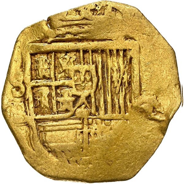 SPAIN, Seville, gold cob 2 escudos, Philip III, assayer B, NGC AU 50.
