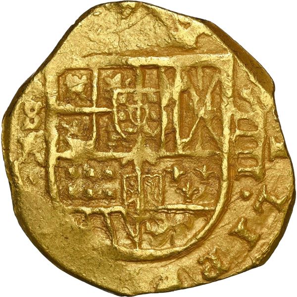 SPAIN, Seville, gold cob 4 escudos, Philip IV, assayer R (late 1630s), NGC MS 63.