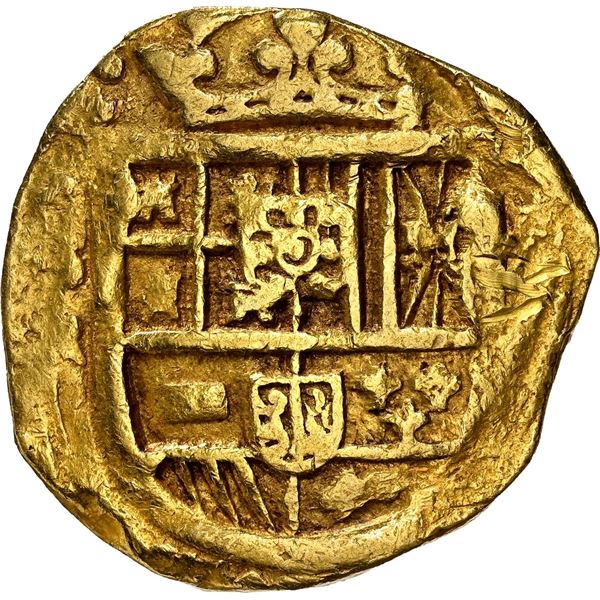SPAIN, Seville, gold cob 4 escudos, Philip IV, assayer R (late 1630s or early 1640s), NGC XF details