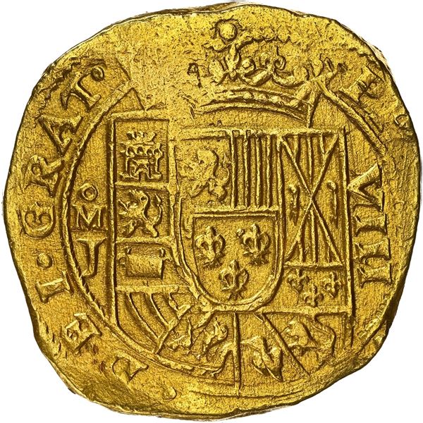 MEXICO, Mexico City, gold cob 8 escudos, 1714 J, date on reverse (GRAT variety).