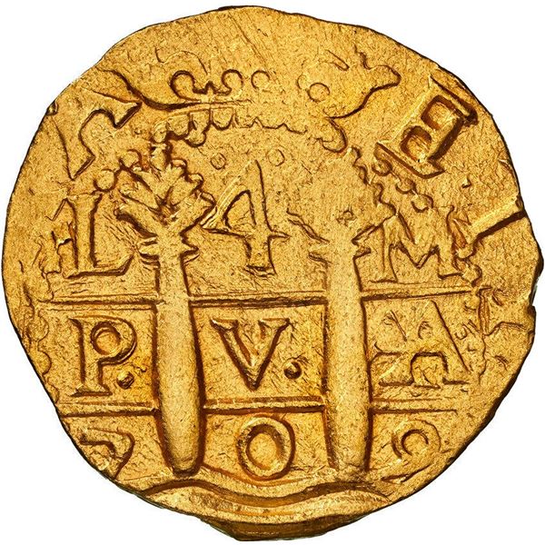 PERU, Lima, gold cob 4 escudos, 1709 M, very rare, NGC MS 63 (1715 Fleet Shipwreck Label), finest kn