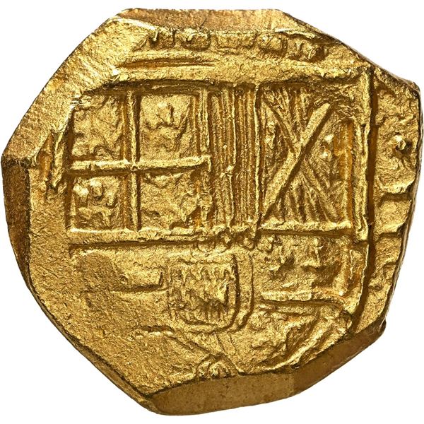 COLOMBIA, Bogotá, gold cob 2 escudos, Philip IV, assayer not visible (A below mintmark NR to left, m