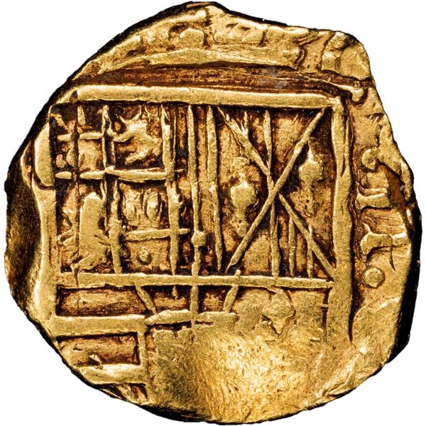 COLOMBIA, Bogotá, gold cob 2 escudos, Charles II, assayer G below denomination II to right (early 16