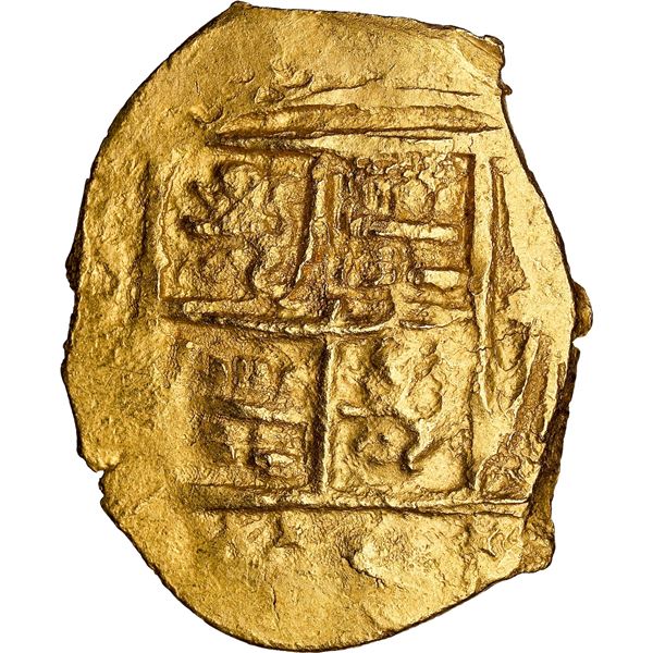 COLOMBIA, Bogotá, gold cob 2 escudos, (1713), no assayer (Arce), Charles II posthumous, NGC MS 63 (1