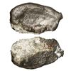 Image 1 : Small silver "splash" ingot, 3 oz troy (94.62 grams), with encrustation, no markings (probably contr