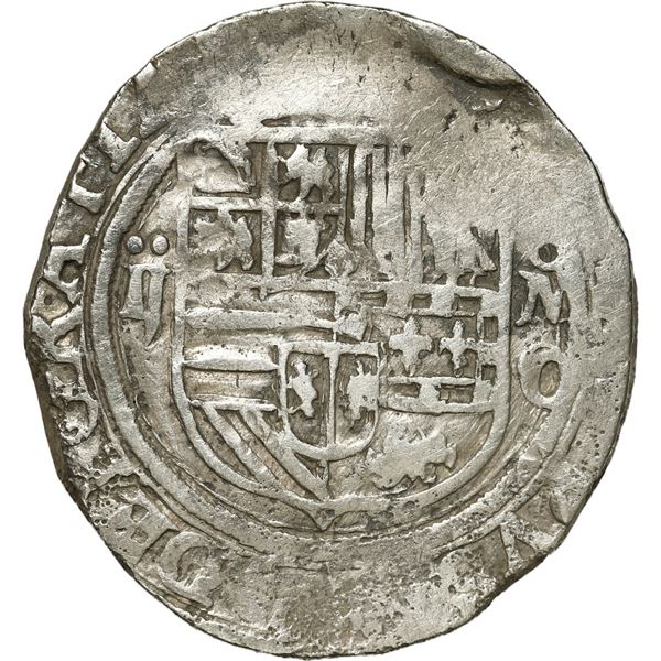 MEXICO, Mexico City, cob 2 reales, Philip II, assayer O below mintmark oM to right, denomination ij 