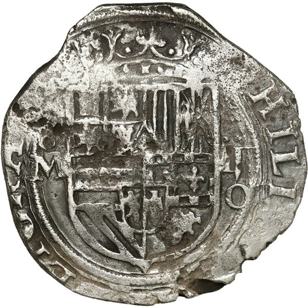 MEXICO, Mexico City, cob 2 reales, Philip II, assayer O below denomination ij to right, mintmark oM 
