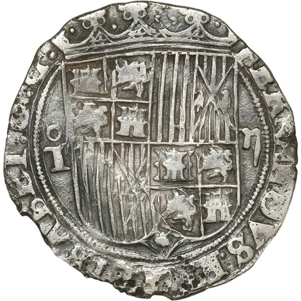 SPAIN, Toledo, 2 reales, Ferdinand-Isabel, assayer *M on reverse, mintmark oT to left of shield.