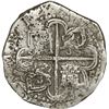 Image 2 : SPAIN, Seville, cob 8 reales, Philip II, assayer Gothic D at 4 o'clock outside tressure on reverse.
