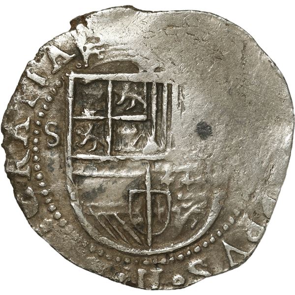 SPAIN, Seville, cob 2 reales, Philip II, assayer not visible (Gothic D on reverse).