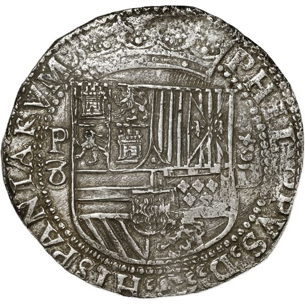PERU, Lima, cob 8 reales, Philip II, assayer Diego de la Torre, P-8 (open left top) to left, *-oD to