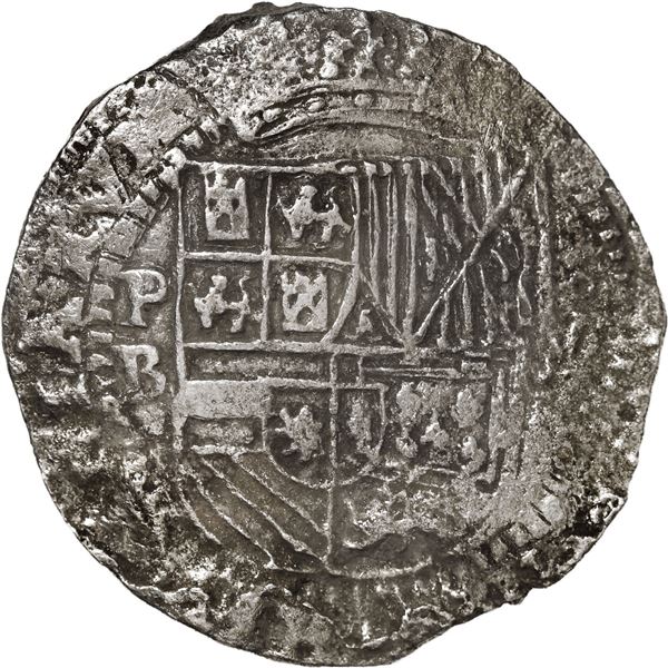 BOLIVIA, Potosí, cob 8 reales, Philip II, assayer B (5th period, early style), Grade 1, ex-Morse.
