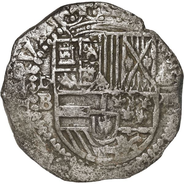 BOLIVIA, Potosí, cob 8 reales, Philip II, assayer B (5th period), Grade 1, ex-Morse.