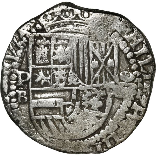 BOLIVIA, Potosí, cob 8 reales, Philip III, assayer B, rare, no Grade on certificate.
