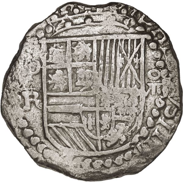 BOLIVIA, Potosí, cob 8 reales, Philip III, assayer R (curved leg), Grade 1, ex-Morse.