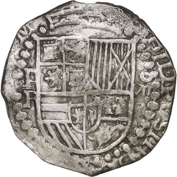 BOLIVIA, Potosí, cob 8 reales, Philip III, assayer R (curved leg), Grade 1, ex-Morse.