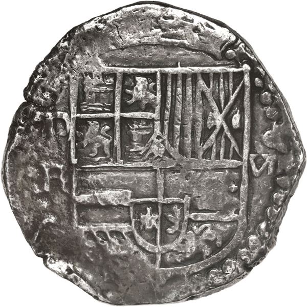 BOLIVIA, Potosí, cob 8 reales, Philip III, assayer R (curved leg), Grade 1.