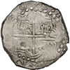 Image 2 : BOLIVIA, Potosí, cob 8 reales, 1620 T, quadrants of cross transposed, mintmark retrograde P, Grade 1