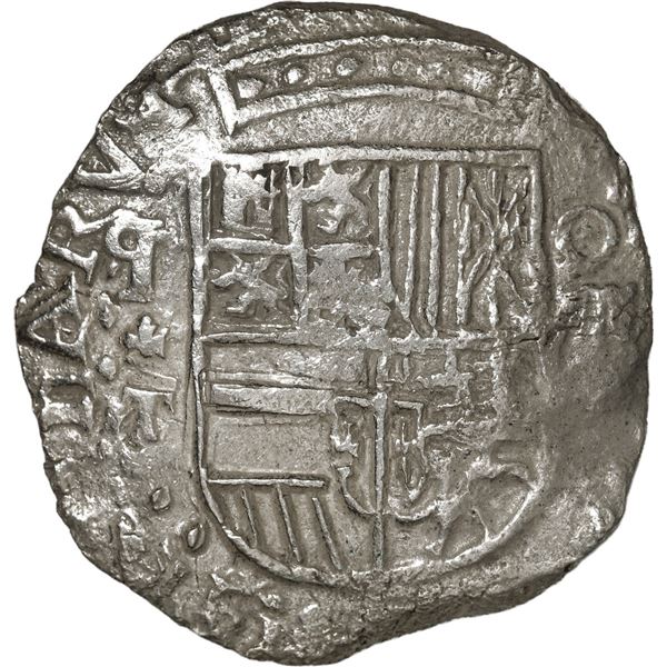 BOLIVIA, Potosí, cob 8 reales, Philip III, assayer T, quadrants of cross transposed, mintmark retrog