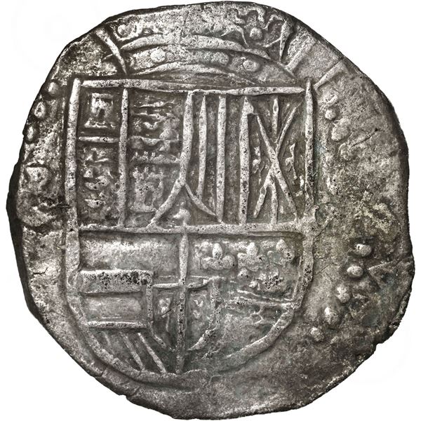 BOLIVIA, Potosí, cob 8 reales, Philip III, assayer not visible, no Grade on certificate.