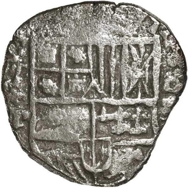 BOLIVIA, Potosí, cob 4 reales, Philip III, assayer T, no Grade on certificate.