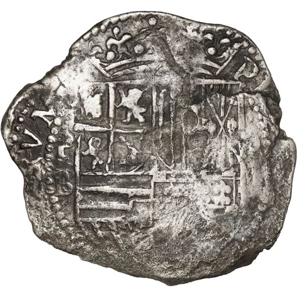 BOLIVIA, Potosí, cob 8 reales, Philip II, assayer B (4th period), Grade 1.