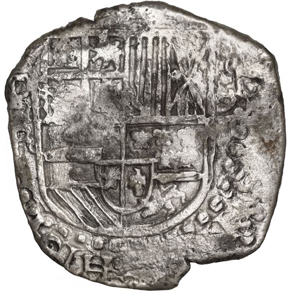BOLIVIA, Potosí, cob 8 reales, Philip III, assayer R (curved leg), Grade 1.