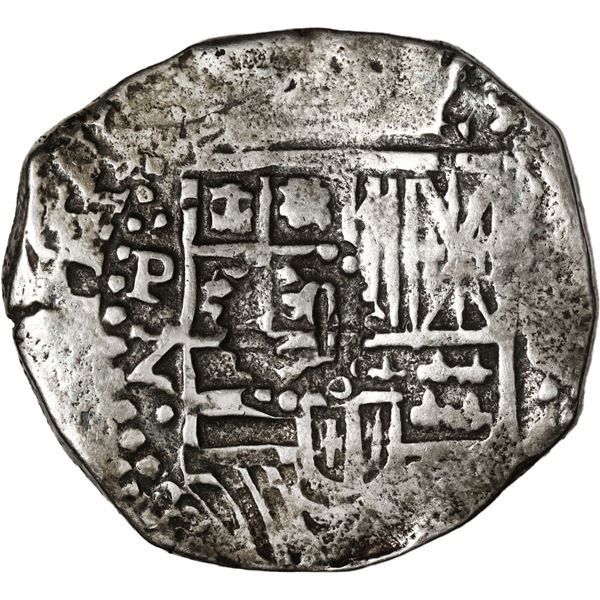 BOLIVIA, Potosí, cob 8 reales, 1649 Z, with crown-alone countermark on shield, ex-Mastalir (Plate).