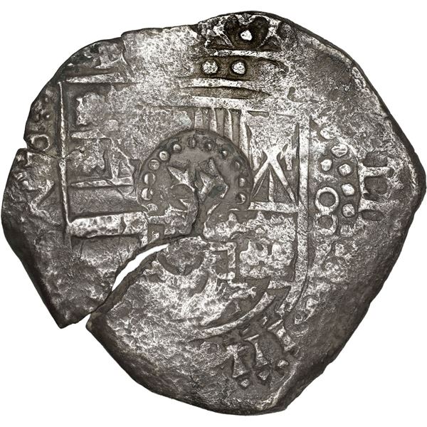 BOLIVIA, Potosí, cob 8 reales, 1649 Z, with crown-alone countermark on shield.