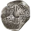 Image 2 : BOLIVIA, Potosí, cob 8 reales, 1651 O, with two countermarks (arms and unidentifiable) on cross (ver