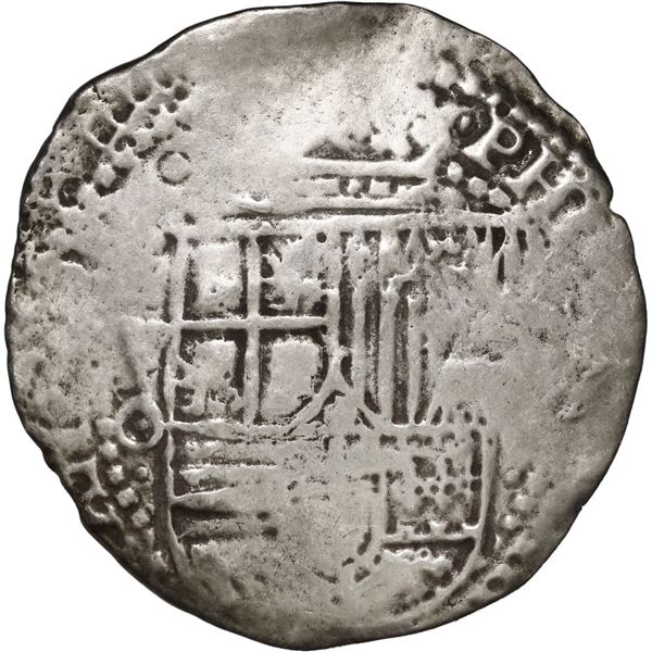 BOLIVIA, Potosí, cob 8 reales, 1651 O, with two crowned-C countermarks on cross (very rare), ex-Mast
