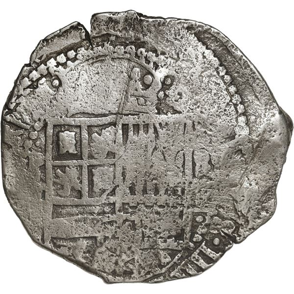 BOLIVIA, Potosí, cob 8 reales, (1651-52) (O or E), with crowned-L countermark on cross.