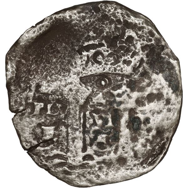 BOLIVIA, Potosí, cob 4 reales, 1652 E, transitional McLean Type I (variety with E-E-E across bottom)