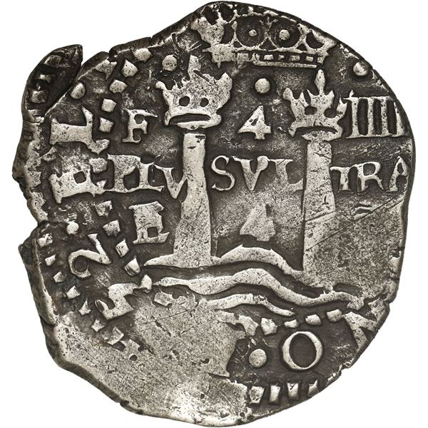 BOLIVIA, Potosí, cob 4 reales, 1652 E, transitional McLean Type II, rare, "La Capitana" auction Cove