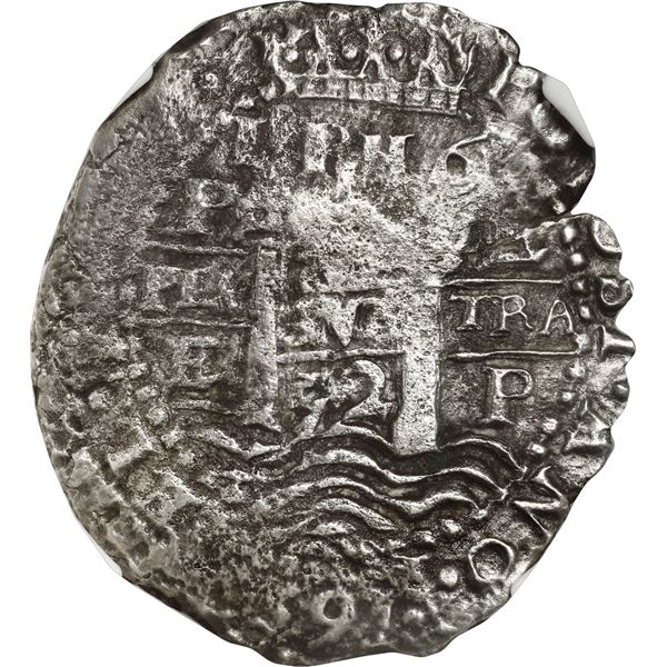 BOLIVIA, Potosí, cob 8 reales, 1652 E, Transitional Type VIII/A, rare, NGC VF details / sea salvaged